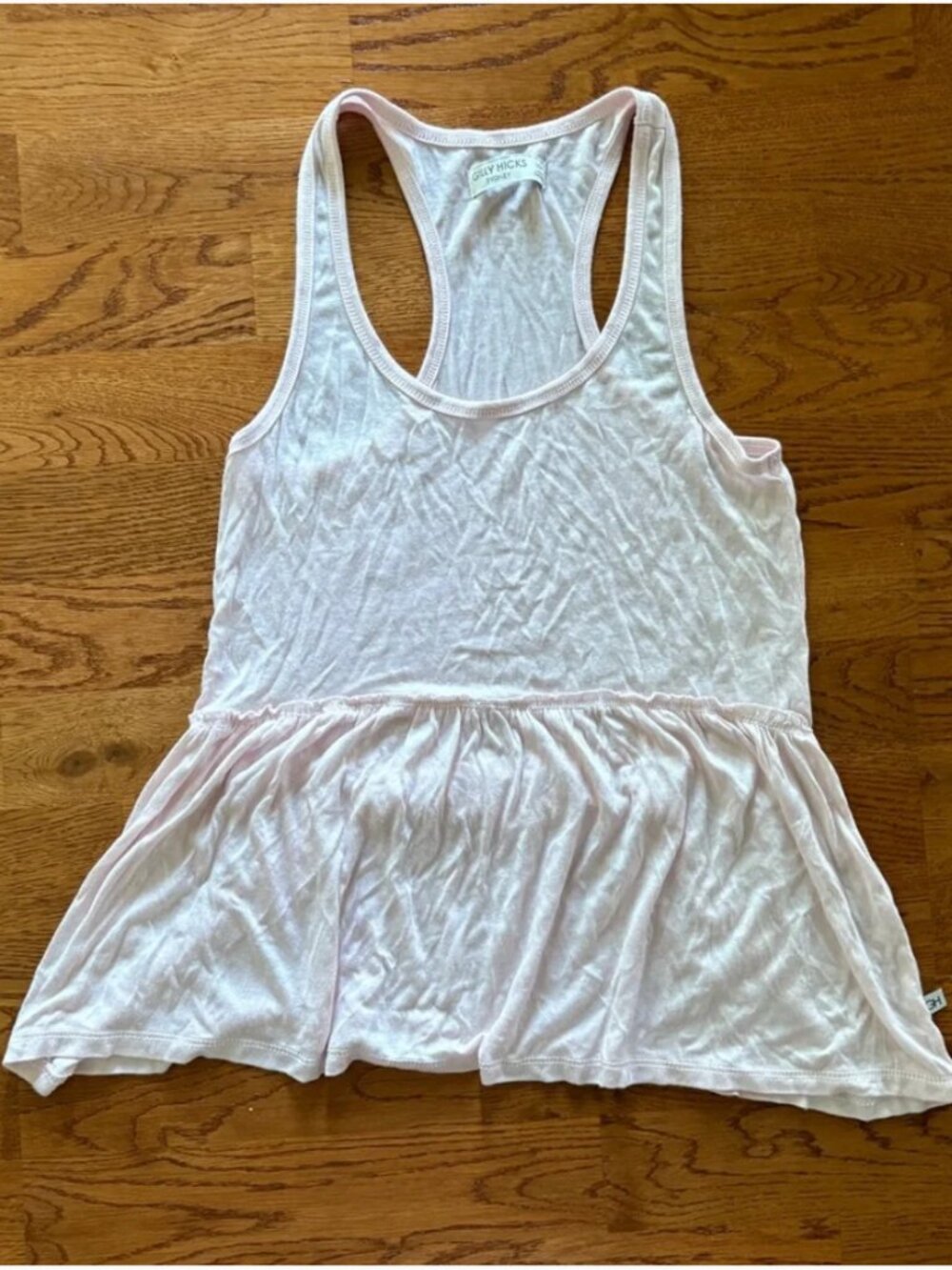 Gilly Hicks Light Pink Tank Peplum Racerback Semi Sheer Blush XS Soft